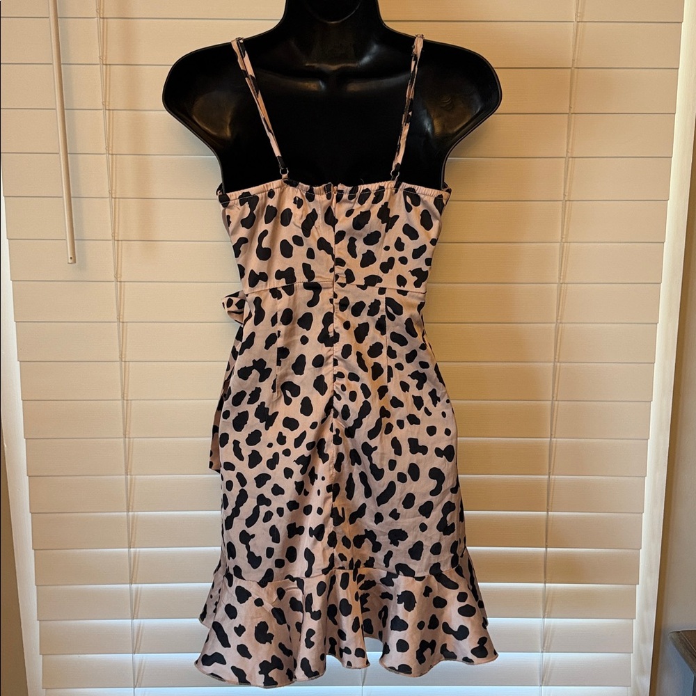 Polly Faux Wrap Mini Dress Animal Print - Picture 2 of 4